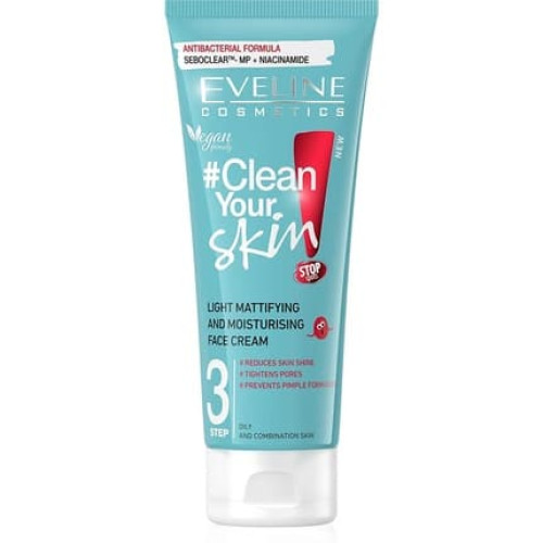 Eveline Cosmetics Cleanse Your Skin Light Mattifying Moisturising Face Cream 75ml Eveline Cosmetics Cleanse Your Skin Light Mattifying Moisturising Face Cream 75ml