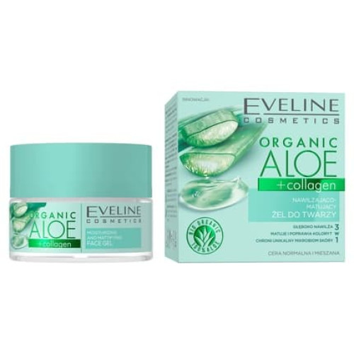 Eveline Cosmetics Organic Aloe + Collagen Moisturizing Mattifying Face Gel 50ml Eveline Cosmetics Organic Aloe + Collagen Moisturizing Mattifying Face Gel 50ml