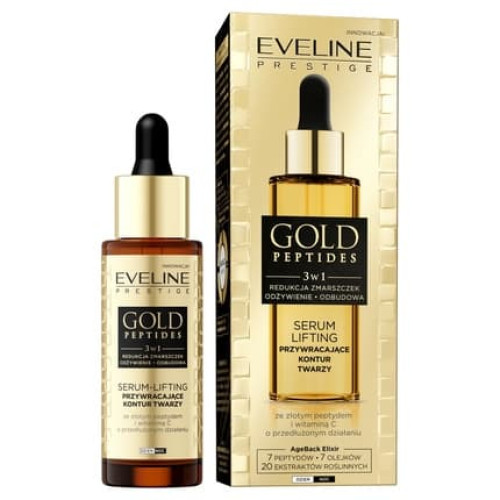 Eveline Gold Peptides 3 In 1 Lifting Serum Restoring Face Contour 30ml