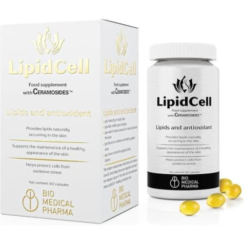 LipidCell Ceramosides Squalene Vitamin A and E Skin Hydrolipid Barrier Restoration Supplement 60 Capsules