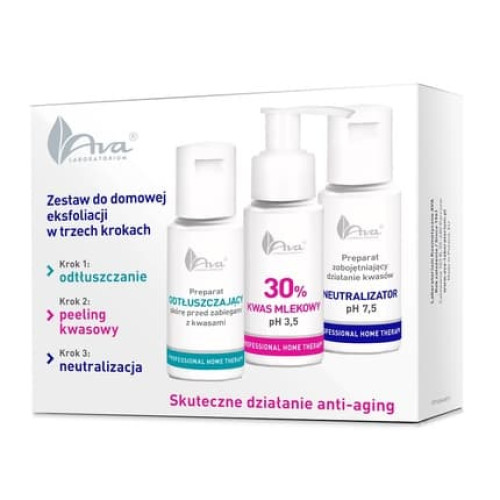 Ava Laboratory Set Home Exfoliation Kit 50ml Degreasing Agent 50ml Lactic Acid 30 50ml Neutralizer