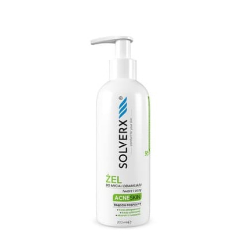 Solverx Acne Skin Cleansing Gel For Face And Eye Makeup Removal 200ml