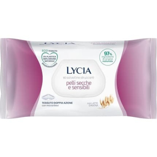 Lycia Makeup Cleansing Wipes For Dry And Sensitive Skin With Oat Milk 60 Wipes