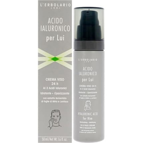 Hyaluronic Acid Moisturizing Mattifying Face Cream by Lerbolario for Men 1.6 Oz
