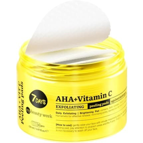 7Days Skincare Exfoliating Pads Face Care Cleanser with Glycolic Acid, AHA and Vitamin C Pigmentation Treatment Exfoliator Vit C 1 count 7Days Skincare Exfoliating Pads Face Care Cleanser with Glycolic Acid, AHA and Vitamin C Pigmentation Treatment Exfoliator Vit C 1 count
