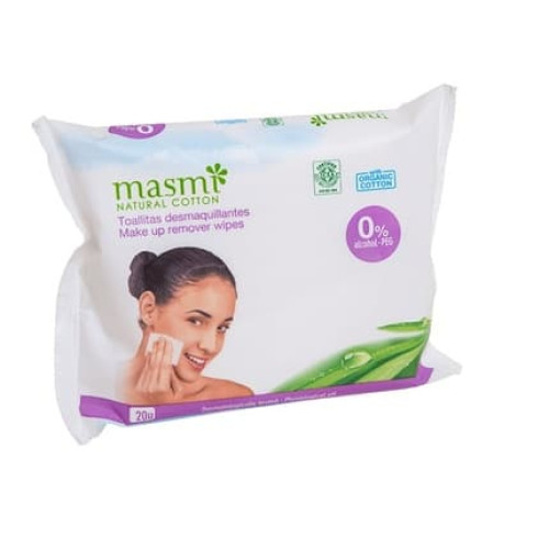 Masmi Natural Cotton Wet Wipes For Makeup Removal - 20 Pieces