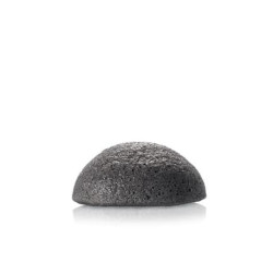 Konjac Face Sponge with Active Bamboo Ash for Cleansing Pores and Absorbing Oil - Ideal for Oily and Acne-Prone Skin