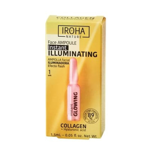 Iroha Nature Instant Flash Illuminating Face Ampoule With Collagen And Hyaluronic Acid, 1.5ml