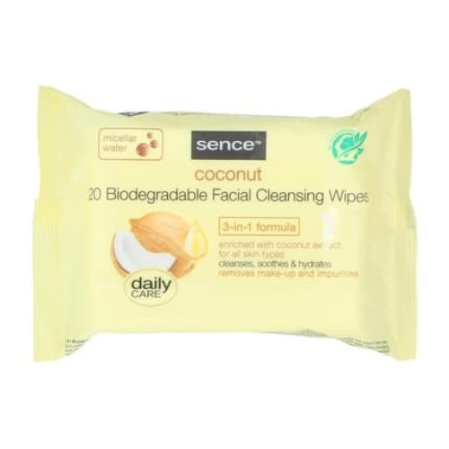 Sence Beauty Facial Cleansing Wipes Coconut 20 Count
