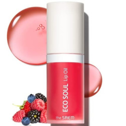 THESAEM Eco Soul Lip Oil 02 Berry Plumping Hydrating Lip Oil Nourish Moisturize Lips Berry Extract Rose Water Lips Soft Glossy Dry Lips 0.21 fl.oz.
