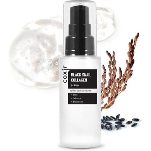 Coxir Black Snail Collagen Serum 50ml 1.69 fl.oz - Black Beans, Collagen, Snail Mucin - Firms, Lifts, and Nourishes Skin Coxir Black Snail Collagen Serum 50ml 1.69 fl.oz - Black Beans, Collagen, Snail Mucin - Firms, Lifts, and Nourishes Skin