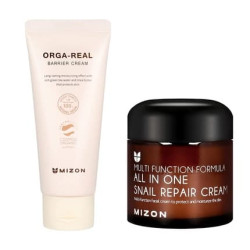 MIZON All in One Snail Repair Cream and Orga Real Barrier Cream Bundle Blemish and Wrinkle Care 75ml