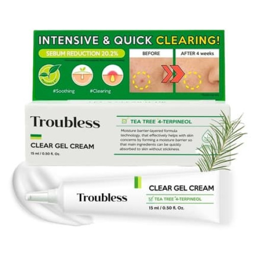 Troubless Clear Gel Cream Acne Treatment for Face 0.5fl oz 15ml