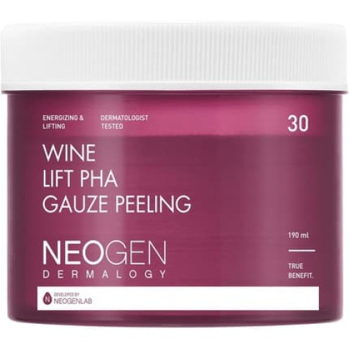 DERMALOGY by NEOGENLAB Wine Lift PHA Gauze Peeling Pads - Exfoliating Revitalizing Firming with AHA BHA PHA LHA Wine Peptide Collagen Korean Skin Care