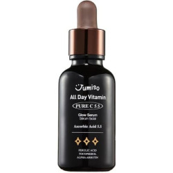 Jumiso All Day Vitamin Pure C 5.5 Glow Serum with L-Ascorbic Acid, Ferulic Acid, Tocopherol, and Alpha Arbutin for Dark Spots, Dullness, and Fine Lines 30ml