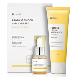 iUNIK Propolis Edition Skincare Set Sleeping Mask 2.02 fl.oz. & Mini Serum 0.51 fl.oz. - Infusing and Revitalizing Skin with Moisture and Vitamins