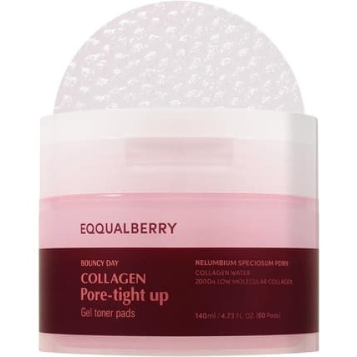 Eqqualberry Collagen Poretight Up Gel Toner Pads 60 Pads 140ml